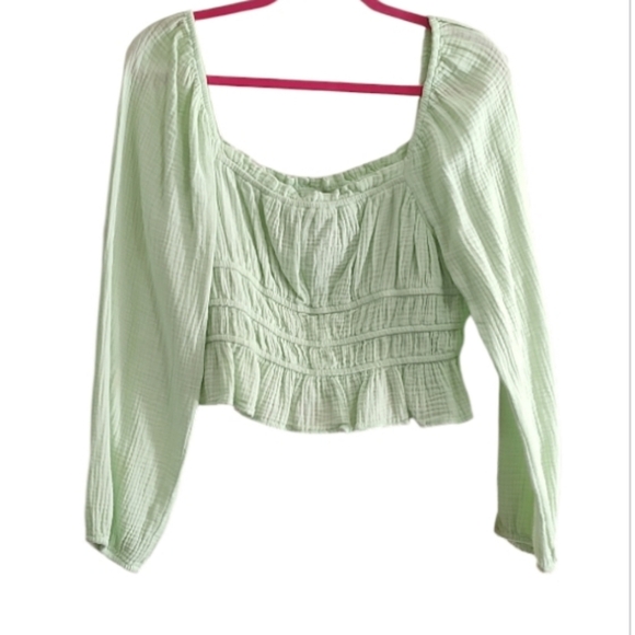 wild fable Tops - Wild Fable Mint Green Smocked Square Neckline Blouse Size L